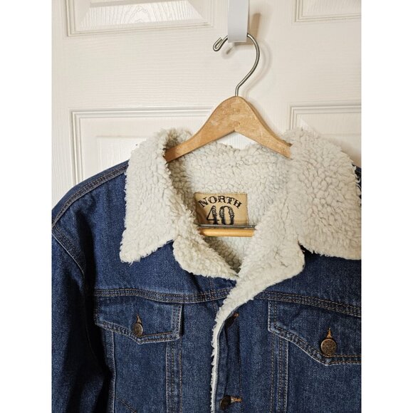 North 40 Sherpa Lined Denim Truckers Jacket Men's Medium Cowboy Western - Picture 2 of 9